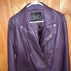 Deb plum faux leather Moto jacket size 3x